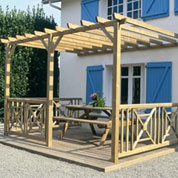 pergola bois adossee double 3 x 3 m